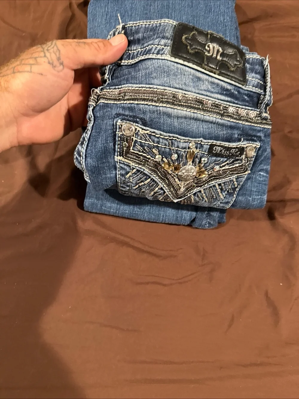 Miss Me Denim Bootcut Jeans with Embellished Back Pockets